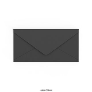 DL Black British Made Gummed V-Flap Envelope (110 x 220mm)