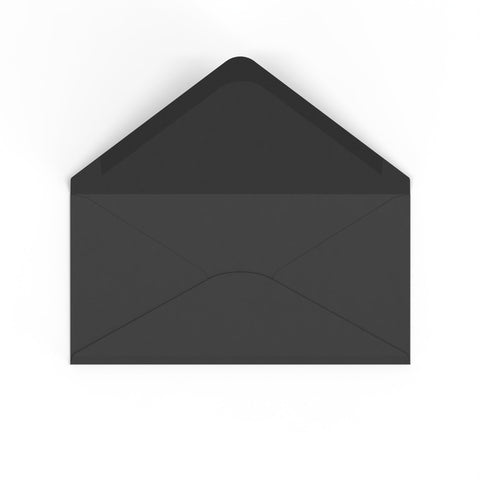 DL Black British Made Gummed V-Flap Envelope (110 x 220mm)