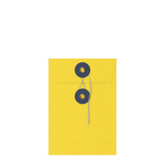 Coloured envelopes with string and washer closure Yellow + Navy Blue 162 x 114 mm (C6)