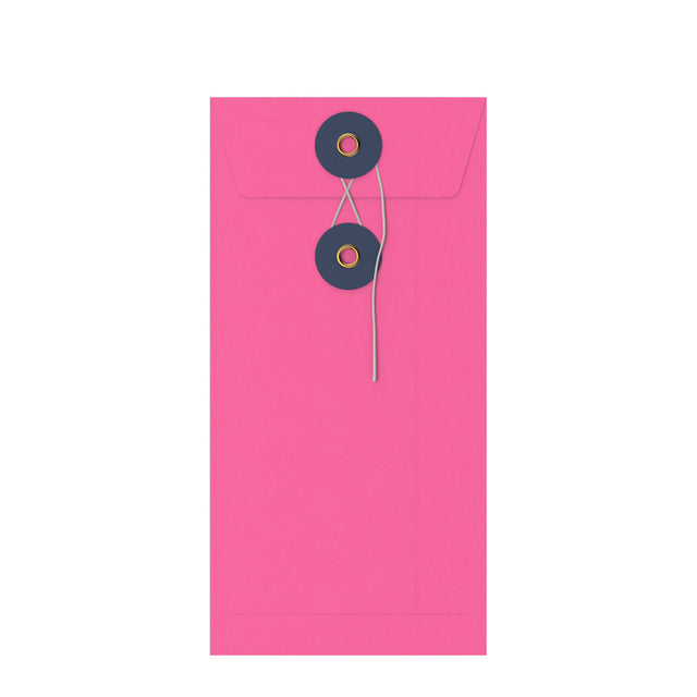 Coloured envelopes with string and washer closure Pink + Navy Blue 220 x 110 mm (DL)