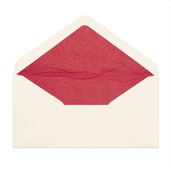 Paper Lined Envelopes Ivory + Red Fancy Paper 110 x 220 mm (DL)